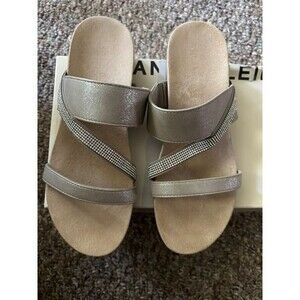 Anne Klein Sport Wedged Sandals Champagne/Gold with Rhinestone NEW size 10